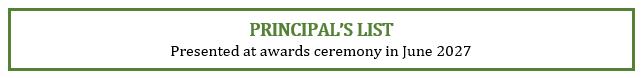 Princapal's list sign